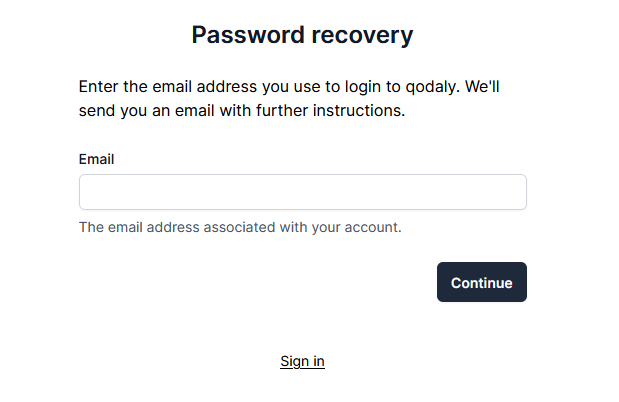 Forgot password screen