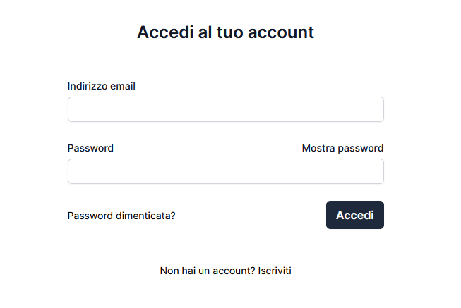 Pagina di accesso