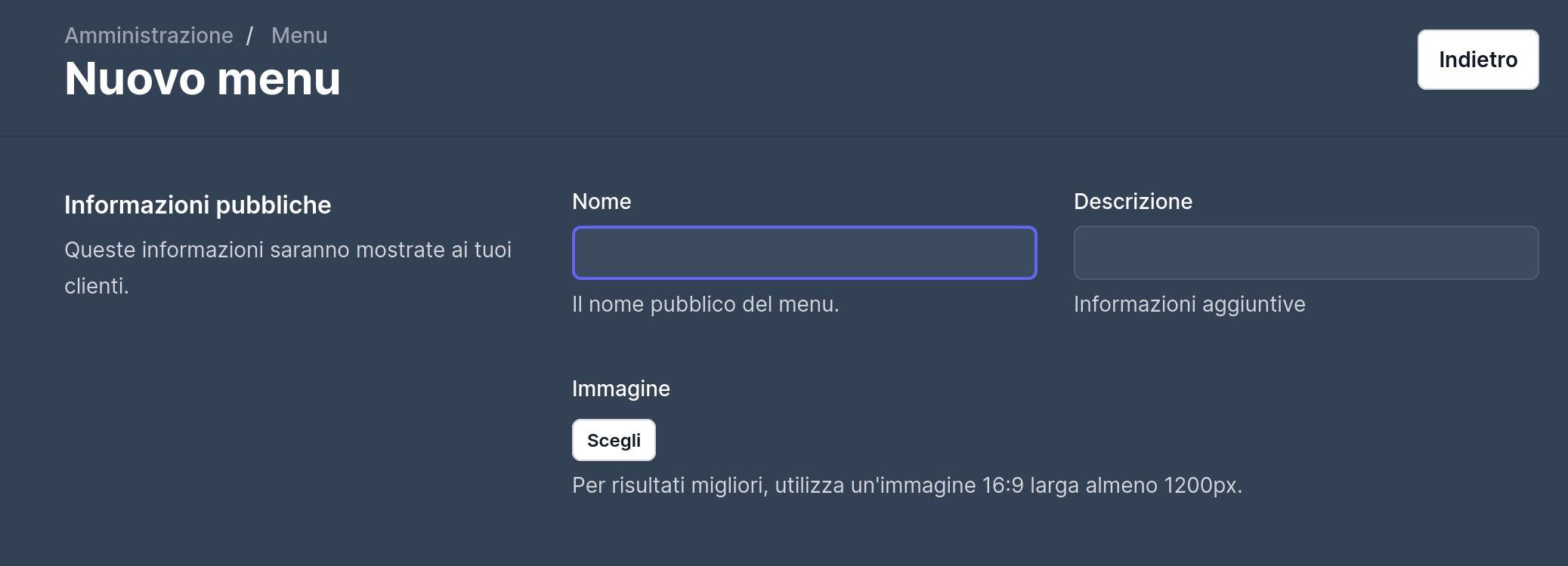 Impostazioni dettagli pubblici